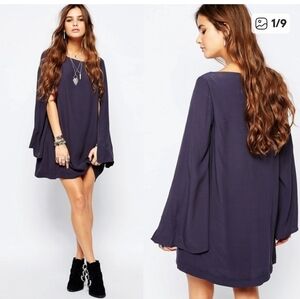 Free People Some Like It Hot Cape Mini Dress With Split Sleeves